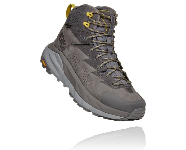 Hoka One One Kaha GORE-TEX Mens UK - Grey / Green Hiking Boots - XGEIC1459